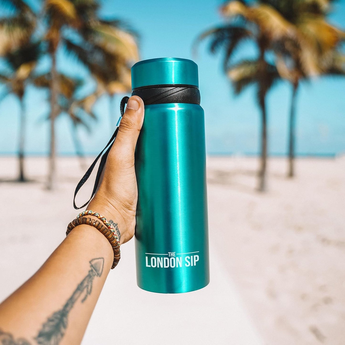 London Sip 25 oz Multi-Function Travel Mug and Tumbler Tea Infuser Water Bottle Fruit Infuser Flask Hot and Cold Double Wall Stainless Steel Coffee Thermos, Cosmic Silver