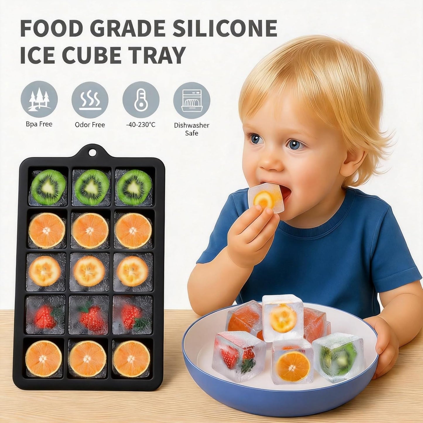 Silicone Ice Cube Tray 3 Pack, HANCELANT Ice Cube Mold, Ice Trays for Freezer with Lid for Whiskey, Baby Food, BPA Free, Easy Release