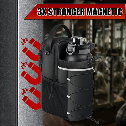 Magnetic Gym Bag for Men and Women, Water Bottle Holder, Gym Pouch with Shoulder Strap for Travel, Sports, Work, Fitness (Strap)