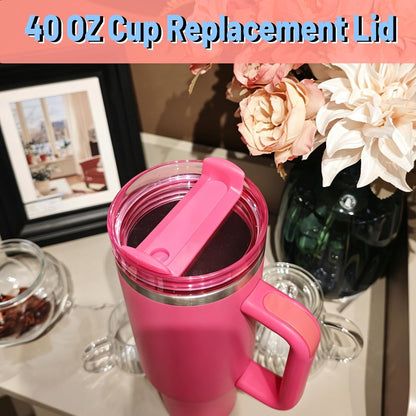 40 OZ Tumbler Lid Replacement Compatible for Stanley Quencher H2.0, 1 Pack BPA Free Clear Lid Replacement for Stanley Cup Accessories(Clear-White)