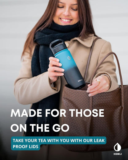 22 oz Ceramic Lined Tea Infuser Travel Tumbler, Micro-Mesh Stainless Steel Infuser, Pure Taste Ceramic Interior, Triple Insulated 12hr Hot Cold, Dual Sip & Straw Lid, Scratch-Resistant