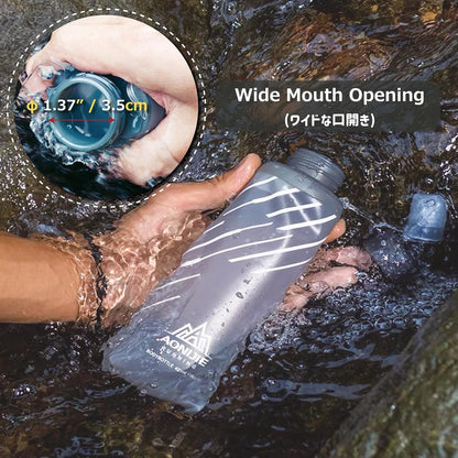 Azarxis TPU Soft Flask Collapsible Water Bottles BPA-Free 250ml 350ml 500ml for Hydration Vest Pack Running Hiking Cycling Climbing