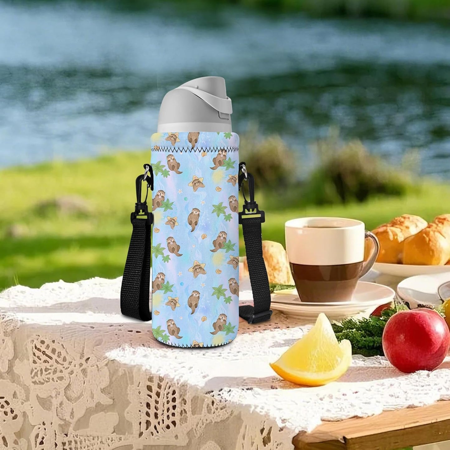 Neoprene 500ML/750ML/1000ML Water Bottle Bag Carrier, Portable Insulated Bottle Sling Holder Case Pouch with Adjustable Shoulder Strap for Men Women Walking Hiking Running