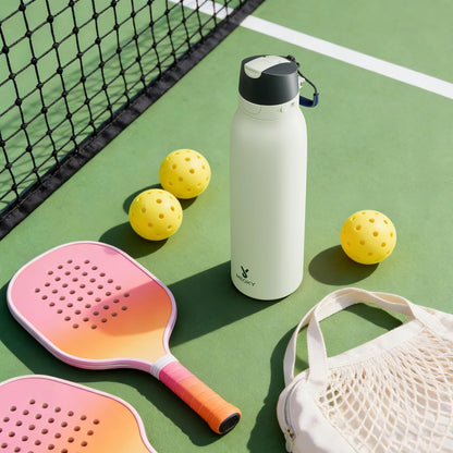 Meoky 24 oz Slim Insulated Water Bottle: Leak Proof Locking Lid, 2-in-1 Straw and Spout, 24 Hours Cold, Top Handle, BPA Free, Stainless Steel Water Bottle for Men Sports Travel Gym, Night