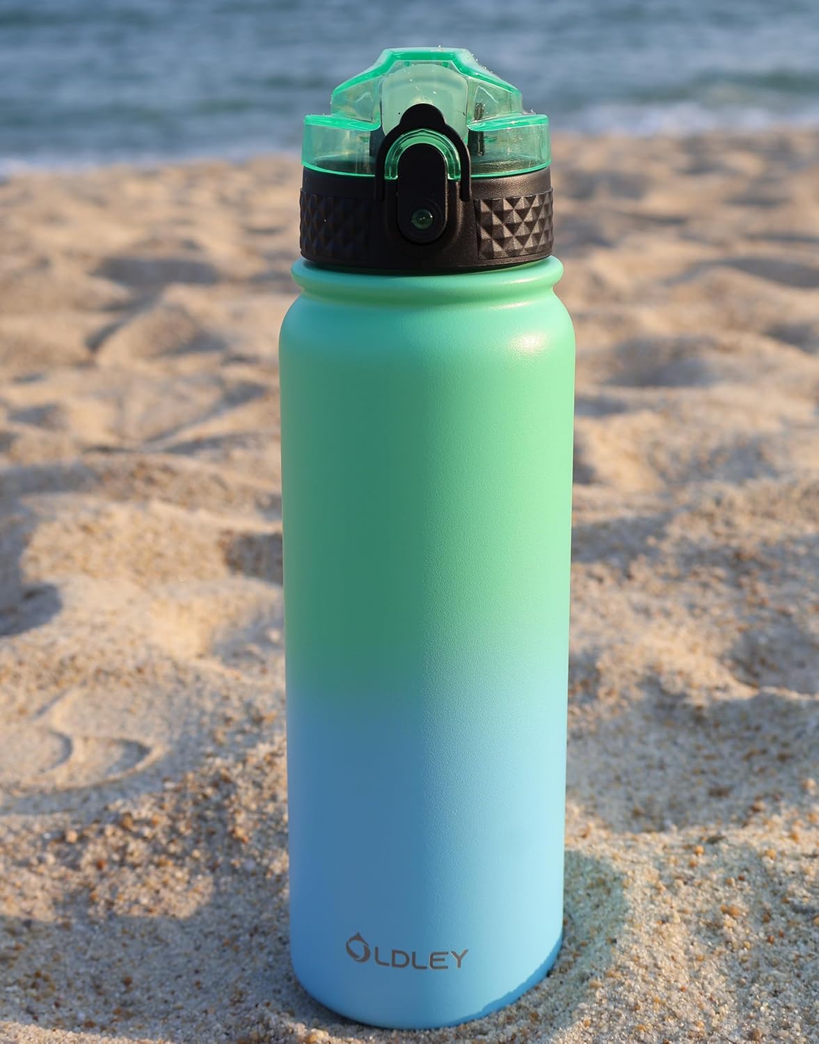 Oldley Insulated Water Bottle 20oz for Adults Kids Stainless Steel Water Bottles with Straw/Chug/Carabiner 3 Lids Fruit Strainer Double Wall Vacuum Wide Mouth BPA Free Leak-Proof for School Travel
