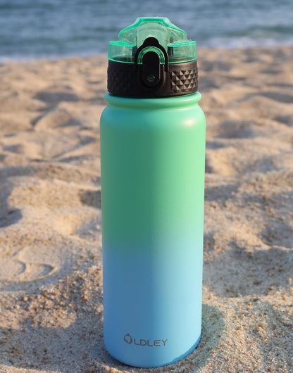Oldley Insulated Water Bottle 20oz for Adults Kids Stainless Steel Water Bottles with Straw/Chug/Carabiner 3 Lids Fruit Strainer Double Wall Vacuum Wide Mouth BPA Free Leak-Proof for School Travel