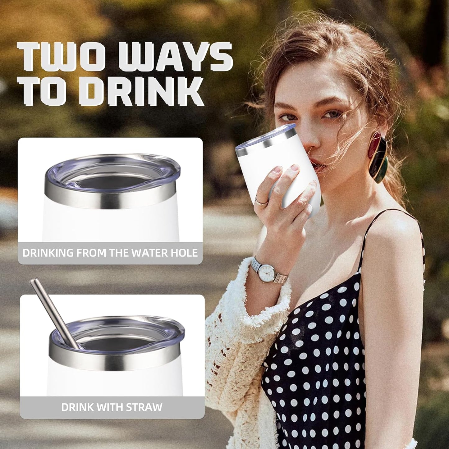 12oz/4 Pack Wine Tumbler Glasses with Lid Stemless Double Wall Vacuum Stainless Steel Travel Tumbler Keeping Cold & Hot for Wine,Coffee,Cocktails,Drinks-Family and Gifts (Multi color-dark)