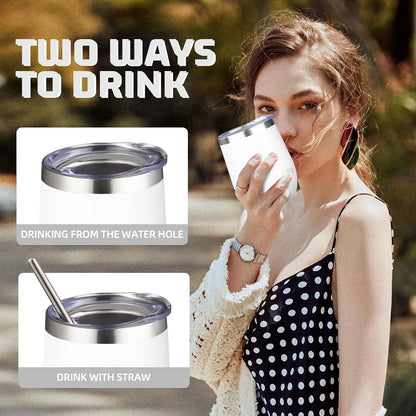 12oz/4 Pack Wine Tumbler Glasses with Lid Stemless Double Wall Vacuum Stainless Steel Travel Tumbler Keeping Cold & Hot for Wine,Coffee,Cocktails,Drinks-Family and Gifts (Multi color-dark)