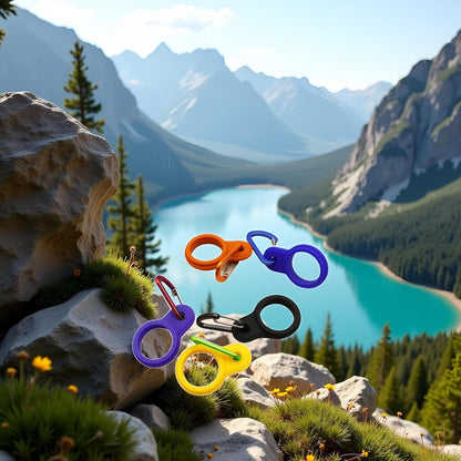 6 Pcs Silicone Water Bottle Buckle with Carabiner Clip Portable Secure Bottle Holder Water Bottle Hanging Rings Silicone Water Bottle Buckle Portable Hiking Camping, Water Bottle Accessories