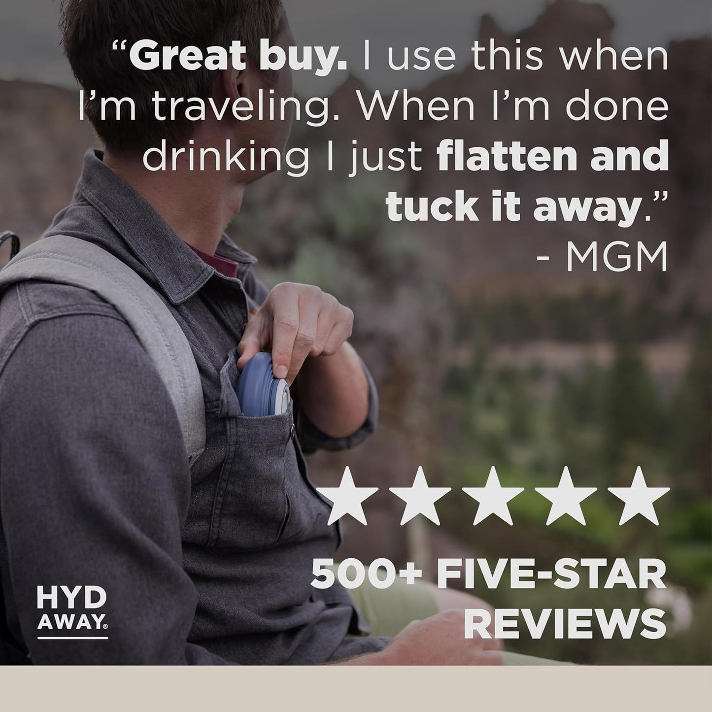 HYDAWAY 25oz Collapsible Travel Water Bottle - BPA-Free, Leakproof, Lightweight, Space-Saving - Perfect for Hiking, Travel, and All-Day Hydration