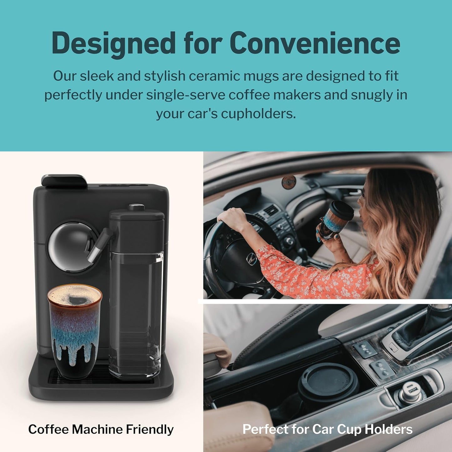NOVA CERAMICS Coffee Tumbler – Travel Mug - On the Go Coffee Mug – Microwave & Dishwasher Safe Green Coffee Tumbler - Gifts For Women Men Him Her – 16oz – Monsoon