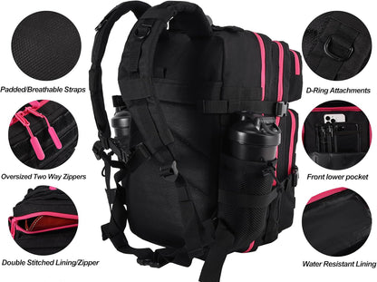 LHI Military Tactical Backpack for Men and Women 45L Army 3 Days Assault Pack Bag Large Rucksack with Molle System - Black - Colors B