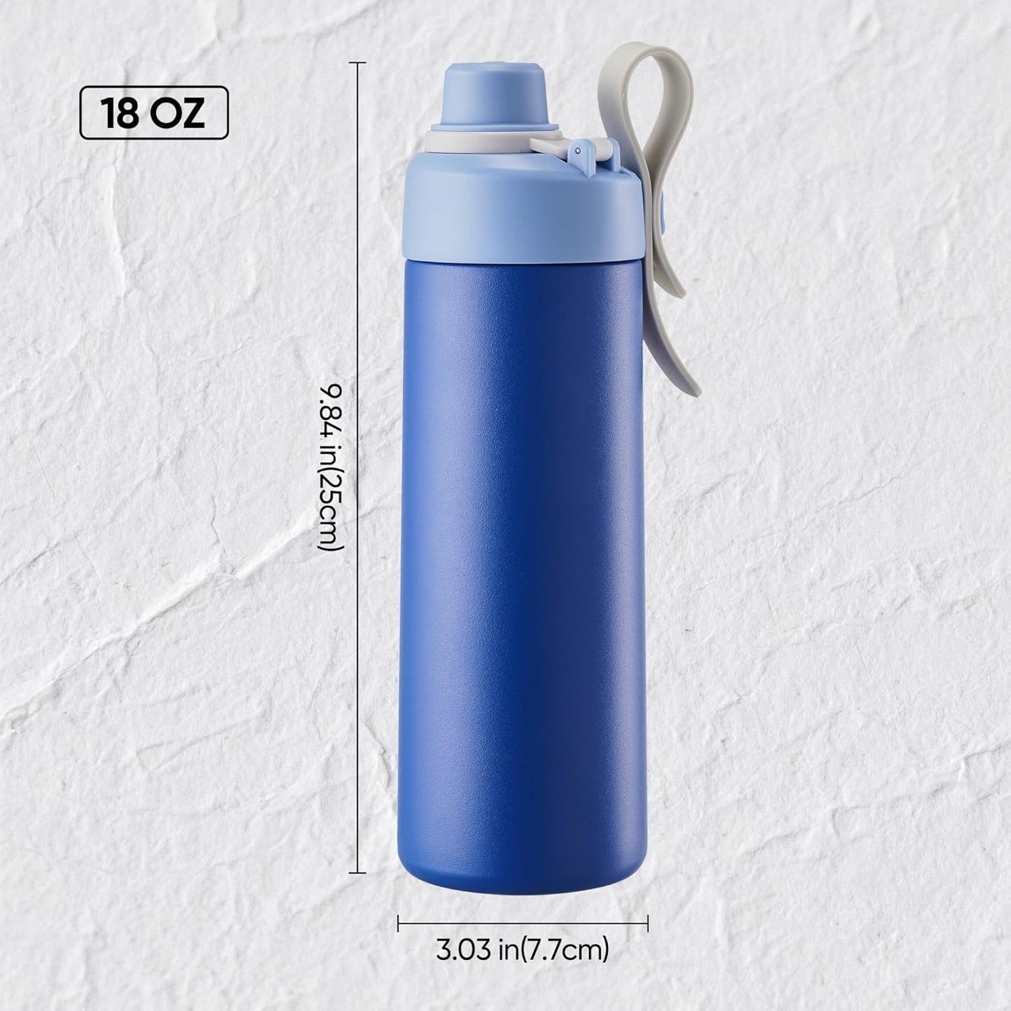 Fijinhom 18 oz Insulated Water Bottle with Handle, 304 Stainless Steel Double Wall Vacuum, Keep 24H Cold, Leak Proof, BPA-Free,with Lid & Non-Slip Bottom for Outdoor, Sports, Work, Travel (Black)