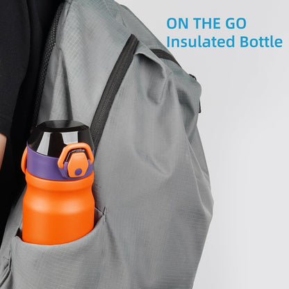 Konokyo 18 oz Insulated Water Bottle with Straw Lid, Stainless Steel Vacuum Sports Water Bottle, Leak-Proof Reusable Metal Flask with Carry Loop, BPA-Free Travel Bottle for Gym, School, Office