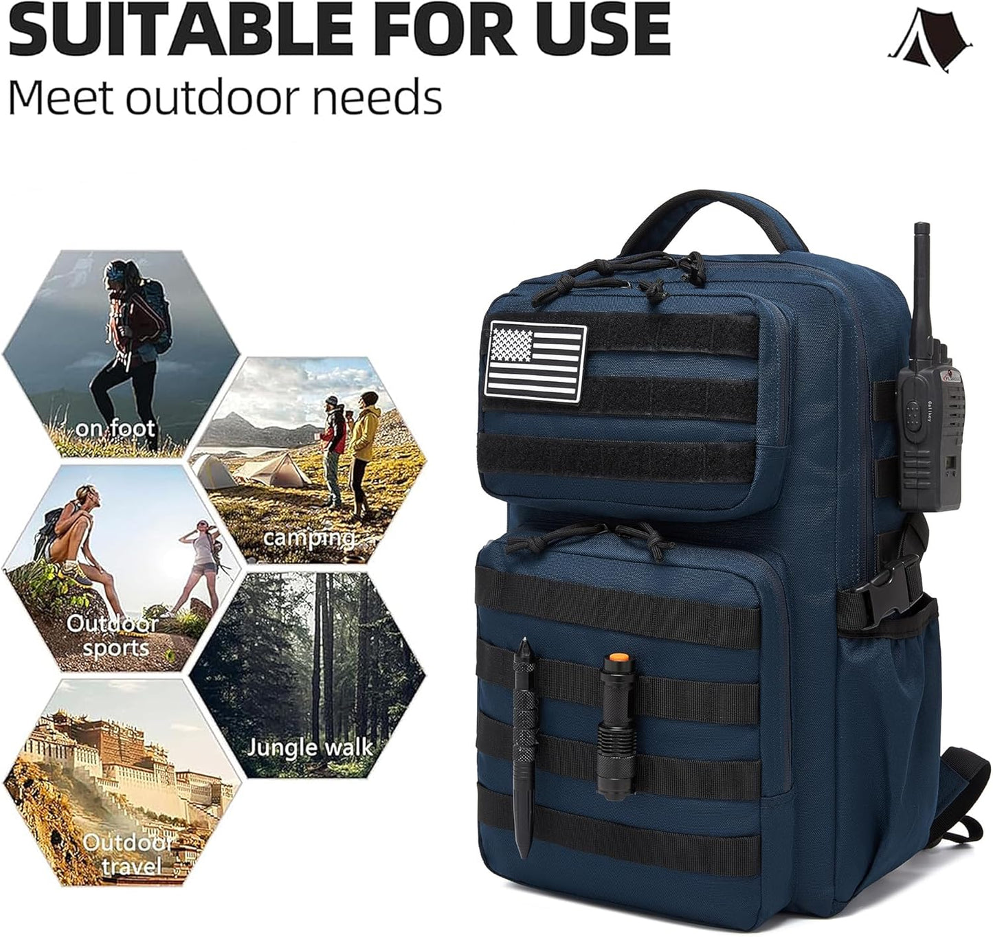 Wotony Military Tactical Backpack for Men Waterproof Daypack 3 Day Assault Pack Molle Bag with Water Bottle Holder