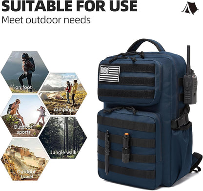 Wotony Military Tactical Backpack for Men Waterproof Daypack 3 Day Assault Pack Molle Bag with Water Bottle Holder