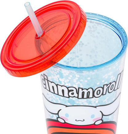 Silver Buffalo Sanrio Hello Kitty Milk Carton Pattern Plastic Boba Tumbler w Lid and Wide Straw, 24 Ounces