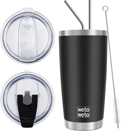 WETOWETO 20oz Tumbler, Stainless Steel Vacuum Insulated Coffee Travel Mug, Double Wall Powder Coated Insulated Coffee Mug Travel Mug with Lid Thermal Cup for Outdoor (Navy Blue, 1 Pack)