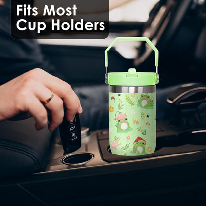 30 oz Peacock Blue Flip Straw Tumbler with Top Handle for Peacock Blue Lover Resuable Vacuum Insulated Flip Top Water bottle for Home Office Car