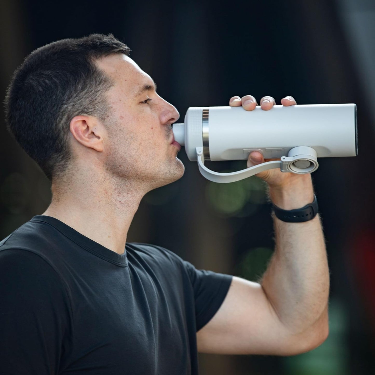 RTIC 24oz Refuel Water Bottle with Workout Protein Shaker, Insulated, Stainless Steel, Metal, Double Wall Vacuum-Insulation, Ceramic Lined, Leak-Proof Chug Lid, Tumbler, Black