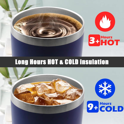 20 oz Tumbler Coffee Travel Tumblers Bulk with Lid Stainless Steel Double Wall Vacuum Insulated Mug Powder Coated Cups fit Car Cupholder for Hot and Cold - Stainless Steel, 4Pack