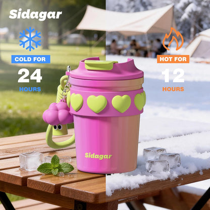 SDGA+ 12 oz Travel Coffee Mug Spill Proof Leak Proof, Stainless Steel Thermal Coffee Cup with Lid, Resuable Cup for Hot and Cold, Portable Tumbler for Women, Light Pink