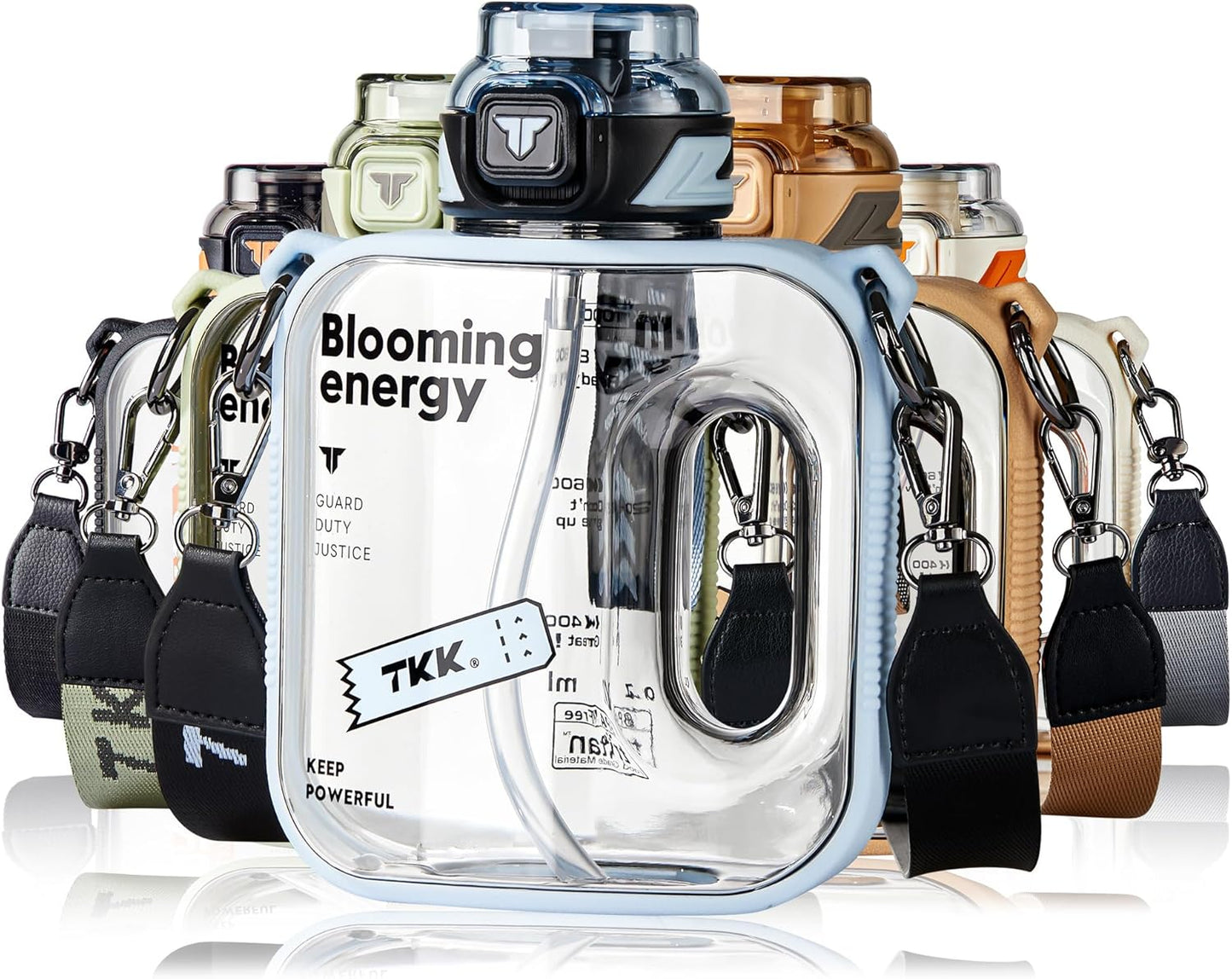 TKK Half Gallon Water Bottle Jug with Straw Large Capacity Plastic Water Bottle Dishwasher Safe 1/2 Gallon 50 Oz Water Bottle Jug BPA Free Tritan for Gym Yoga Travel Camping Outdoor