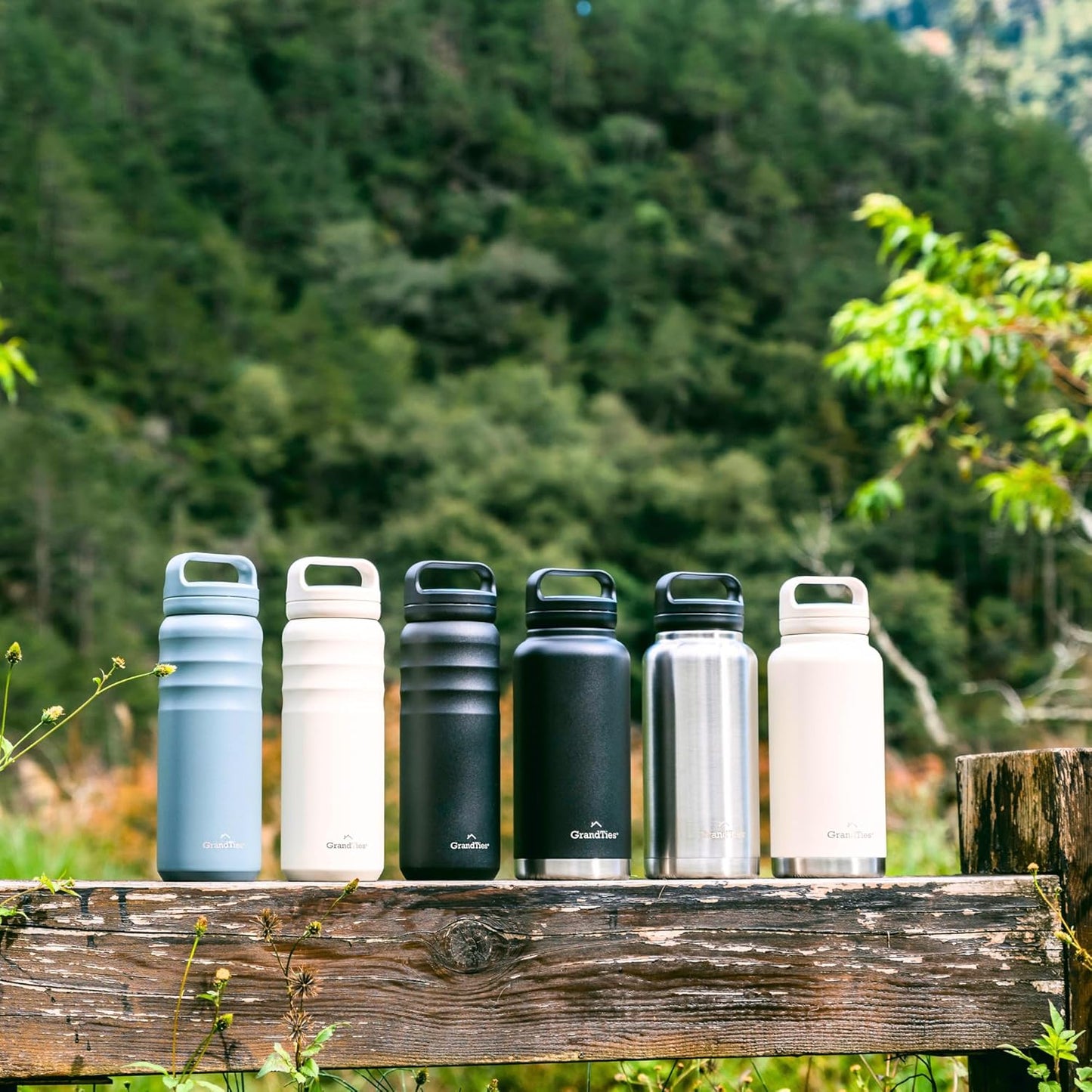 GRANDTIES 2 Lids Sports Stainless Steel Water Bottles – Wide Mouth Vacuum Insulated Reusable Leak Proof BPA-Free Travel Metal Canteen, Thermal Bottles for Men Women Gym (Ivory White 32 oz)