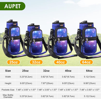 AUPET Water Bottle Sling Bag Sleeve Holder Carrier 25/32/40/64 oz,Insulated Crossbody Water Bottle Case Cover with Strap and Pockets for Men/Women Walking Hiking