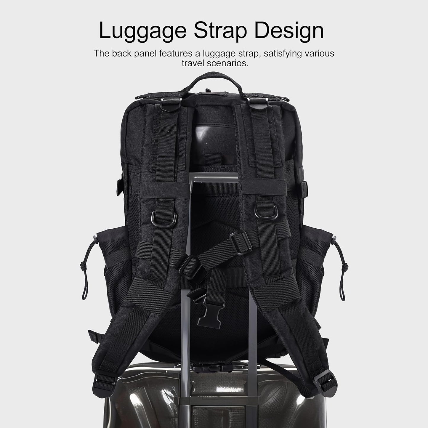LHI Military Tactical Backpack for Men and Women 45L Army 3 Days Assault Pack Bag Large Rucksack with Molle System - Black - Colors A