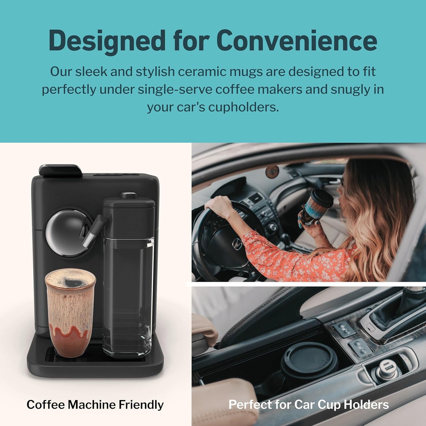 NOVA CERAMICS Coffee Tumbler – Travel Mug - On the Go Coffee Mug – Microwave & Dishwasher Safe Green Coffee Tumbler - Gifts For Women Men Him Her – 16oz – Monsoon