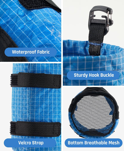 Water Bottle Holder Pouch with Hook Buckle, Backpack Water Bottle Holder Mesh Bag Carrier Fits for 8-24oz Bottles for Hiking, Running, Travel, Outdoor Backpack Accessories & Attachments