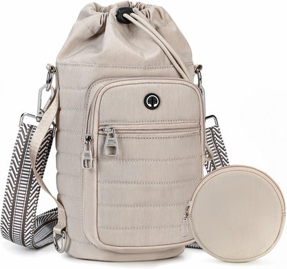 Water Bottle Carrier Bag with Strap, Sling Bag for Walking, Hiking, Cycling, Black, 40 Ounces