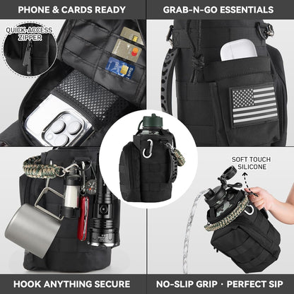 KXIAOCHEN Insulated Water Bottle With Strap, Cold For 48 Hrs Leak Proof, Triple Wall Stainless Steel Sports Water Bottle With Straw And Spout Lid For Gym Hiking Travel