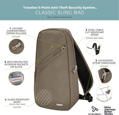 Travelon Anti-Theft Classic Sling Bag