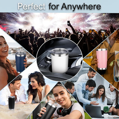 20 oz Stainless Steel Tumbler with Magnetic Slide Lid – Double Wall Insulated Coffee Travel Mug, Leak Proof Iced Coffee Cup, Hot & Cold Tumbler (Black)