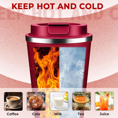 Insulated Coffee Tumbler 12 oz, Stainless Steel Coffee Mug with Lids, Travel Coffee Mug Leak Proof, Double Wall Vacuum Insulated Reusable Coffee Cup, Keep Drinks Hot and Cold (Sky Blue, 12 Ounces)