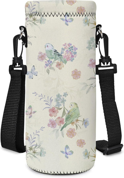 RICHEN Neoprene Water Bottle Carrier Bag with Adjustable Shoulder Strap,Insulated Water Bottle Cover for Stainless Steel/Glass/Plastic Bottles