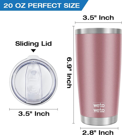 WETOWETO 20oz Tumbler, Stainless Steel Vacuum Insulated Coffee Travel Mug, Double Wall Powder Coated Insulated Coffee Mug Travel Mug with Lid Thermal Cup for Outdoor (Navy Blue, 1 Pack)