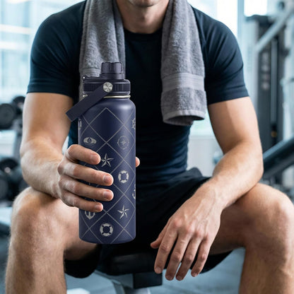 SANDJEST Gym Insulated Engraved Stainless Steel Water Bottle 32oz, Vacuum Chug Lid Travel Tumbler For Men Friends Dad Gymer Trainer, Gym Mode on, Birthday Christmas Father's Day