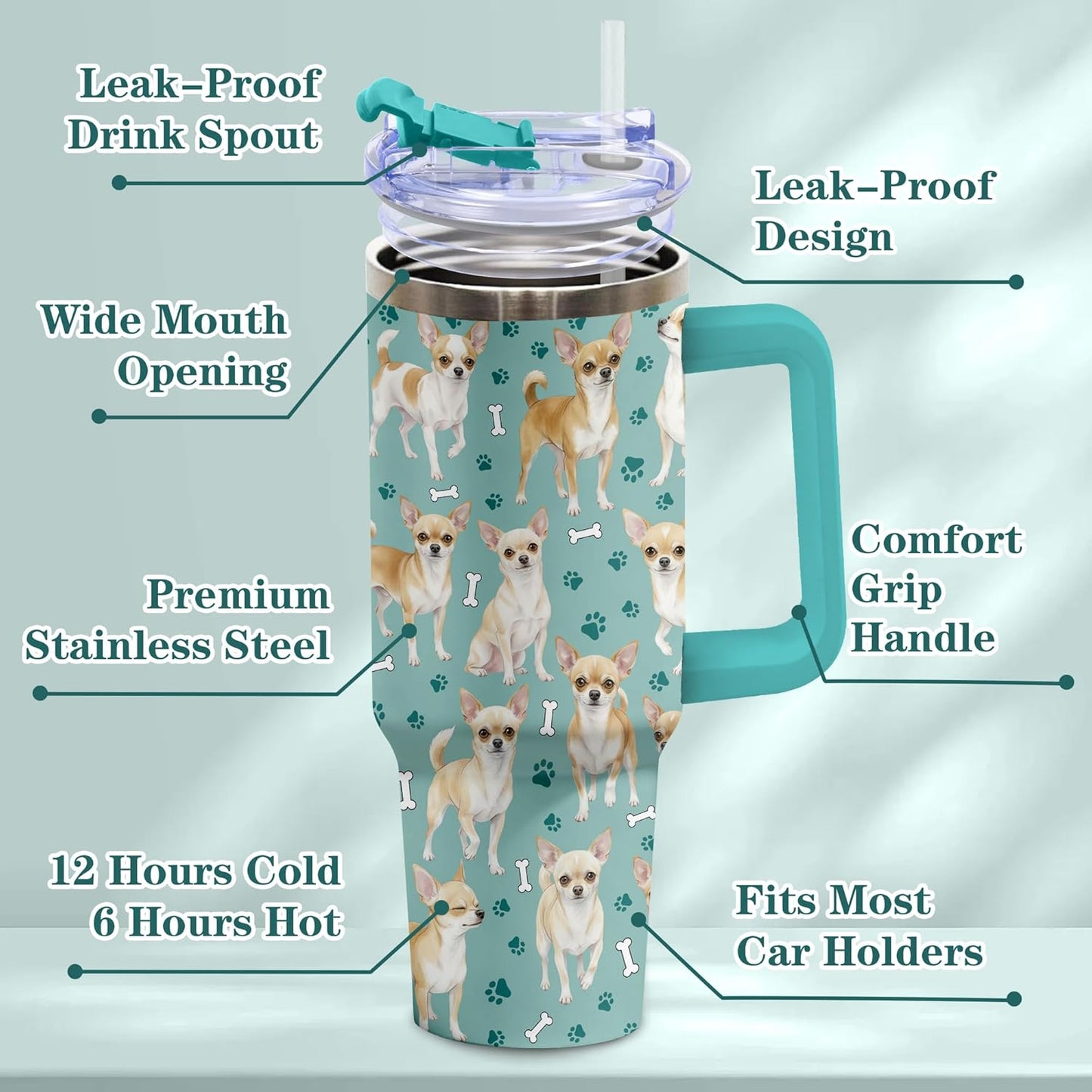 Beagle Gifts for Women Men, 40oz Stainless Steel Insulated Tumbler Travel Cup Mug, Funny and Unique Beagle Gifts for Dog Lover - Colors B