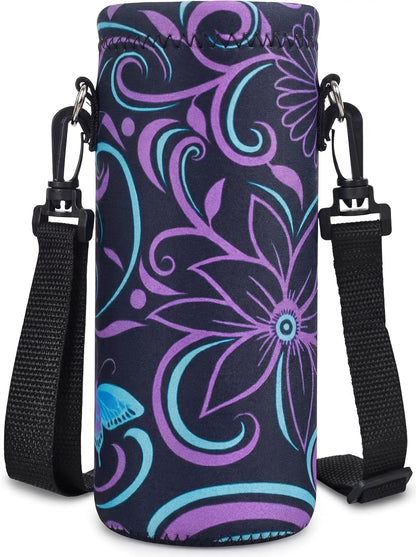 AUPET Water Bottle Sling Bag Carrier Crossbody Sleeve,Insulated Neoprene Bottle Case Holder Pouch Cover 500ML/17oz with Shoulder Strap for Walking Women Men