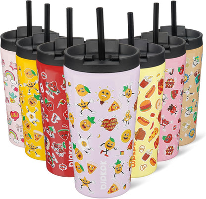BJPKPK 22oz Insulated Tumbler With lid And Straw Stainless Steel Tumblers Travel Coffee Mug Reusable Thermal Cup,Sky