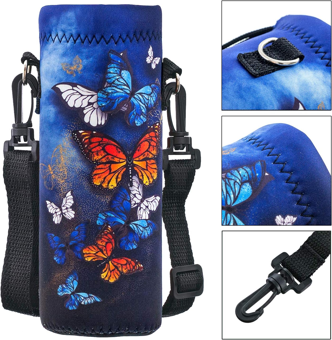 Neoprene 500ML/750ML/1000ML Water Bottle Bag Carrier, Portable Insulated Bottle Sling Holder Case Pouch with Adjustable Shoulder Strap for Men Women Walking Hiking Running
