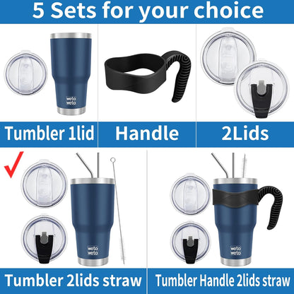 WETOWETO 30oz Tumbler with Lid, Stainless Steel Vacuum Insulated Water Coffee Tumbler, Double Wall Powder Coated Travel Mug Thermal Cup for Home Outdoor (Navy Blue, 1 Pack)