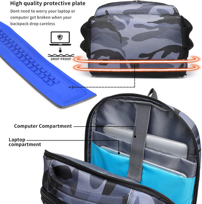 DUSLANG 17 Inch Laptop Backpack for Travel Water Resistant College Backpack for Men/Women Laptop Bag with USB Charging Port,Black - Colors B