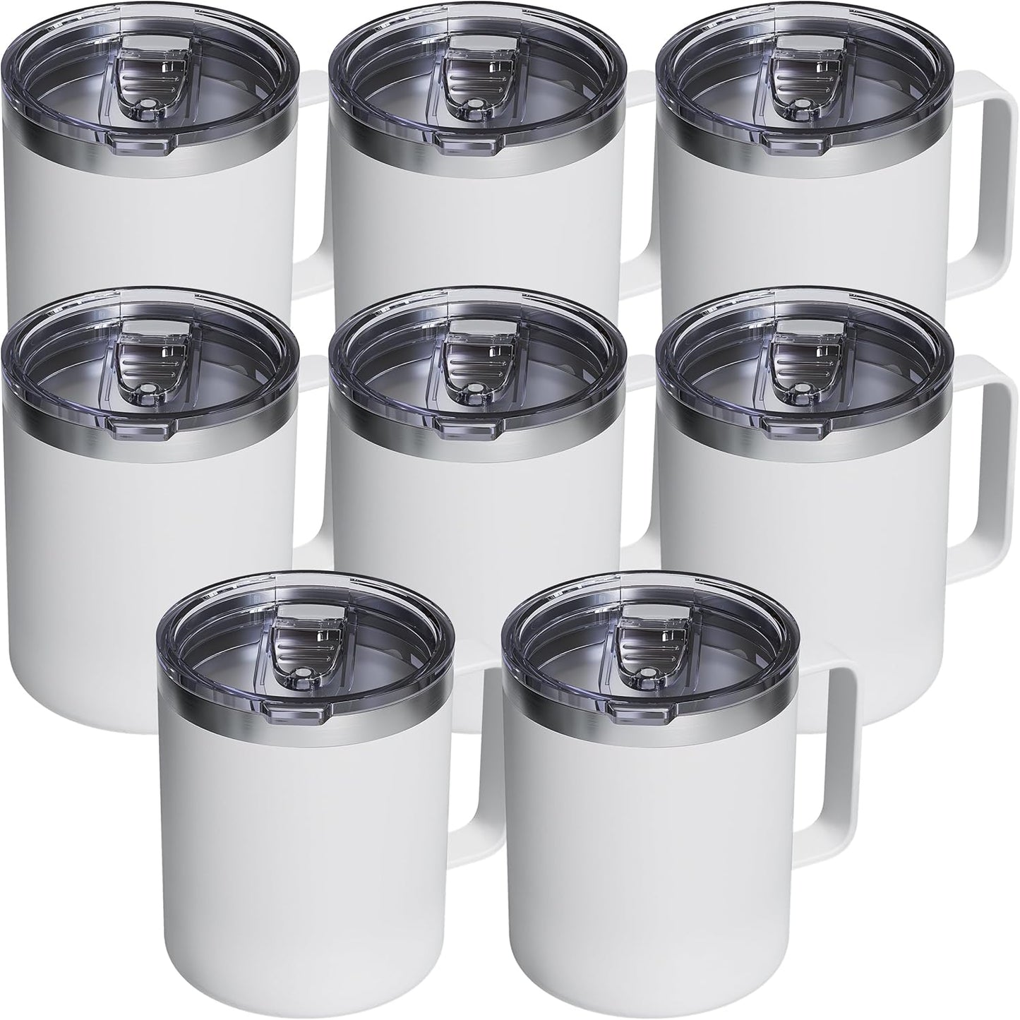12oz Insulated Coffee Mug with Lid – Includes Two Lids, Stainless Steel Coffee Travel Mug with Handle, Double Wall Vacuum Insulated Camping Mug for Home, Office & Outdoor, Navy Blue