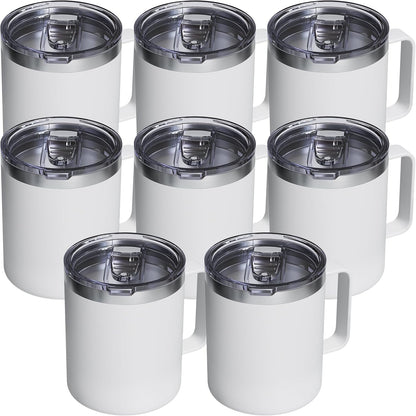 12oz Insulated Coffee Mug with Lid – Includes Two Lids, Stainless Steel Coffee Travel Mug with Handle, Double Wall Vacuum Insulated Camping Mug for Home, Office & Outdoor, Navy Blue