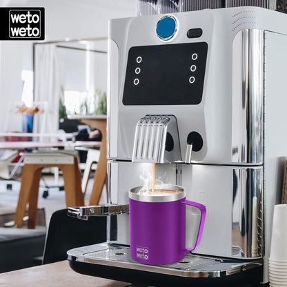 WETOWETO 14 oz Coffee Mug, Vacuum Insulated Camping Mug with Lid, Double Wall Stainless Steel Travel Tumbler Cup, Thermal Coffee Mug, Powder Coated Navy Blue