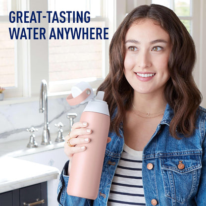 Brita Stainless Steel Premium Filtering Water Bottle, BPA-Free, Reusable, Insulated, Replaces 300 Plastic Water Bottles, Filter Lasts 2 Months or 40 Gallons, Includes 1 Filter, Glacier - 20 oz